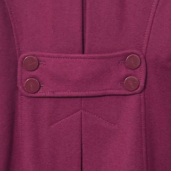 Guess Fuchsia Wool Pea Coat, Jacket, Button Detail, Fully Lined, Pink Purple - Picture 6 of 9